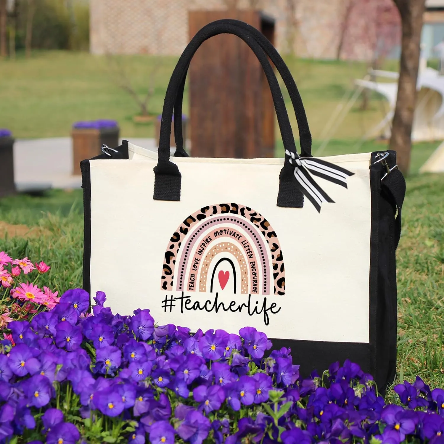 Teacher Appreciation Canvas Tote Bag - Aesthetic Gift for Women - Christmas Teacher Gift