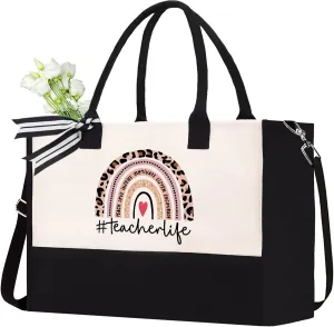 Teacher Appreciation Canvas Tote Bag - Aesthetic Gift for Women - Christmas Teacher Gift