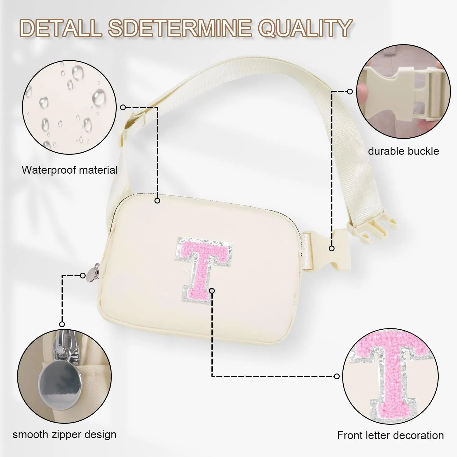 Teacher Appreciation Gifts for Women,Teacher Birthday Gifts,Teacher Bag Ideas,Thank You Teacher Christmas Gifts Teacher Retirement Gifts for Women Teachers Day Gift,Belt Bag Crossbody Bag|Cream T
