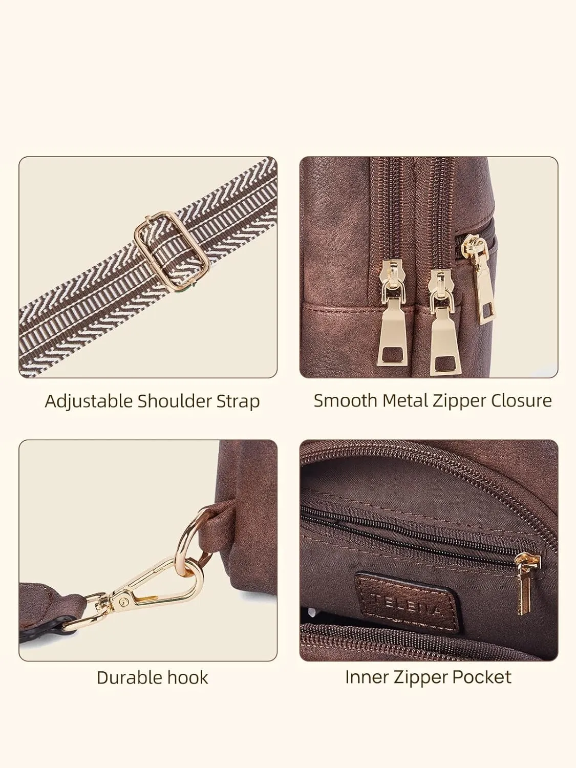 Telena Crossbody Bags for Women Cross Body Sling Bag with Adjustable Shoulder Strap