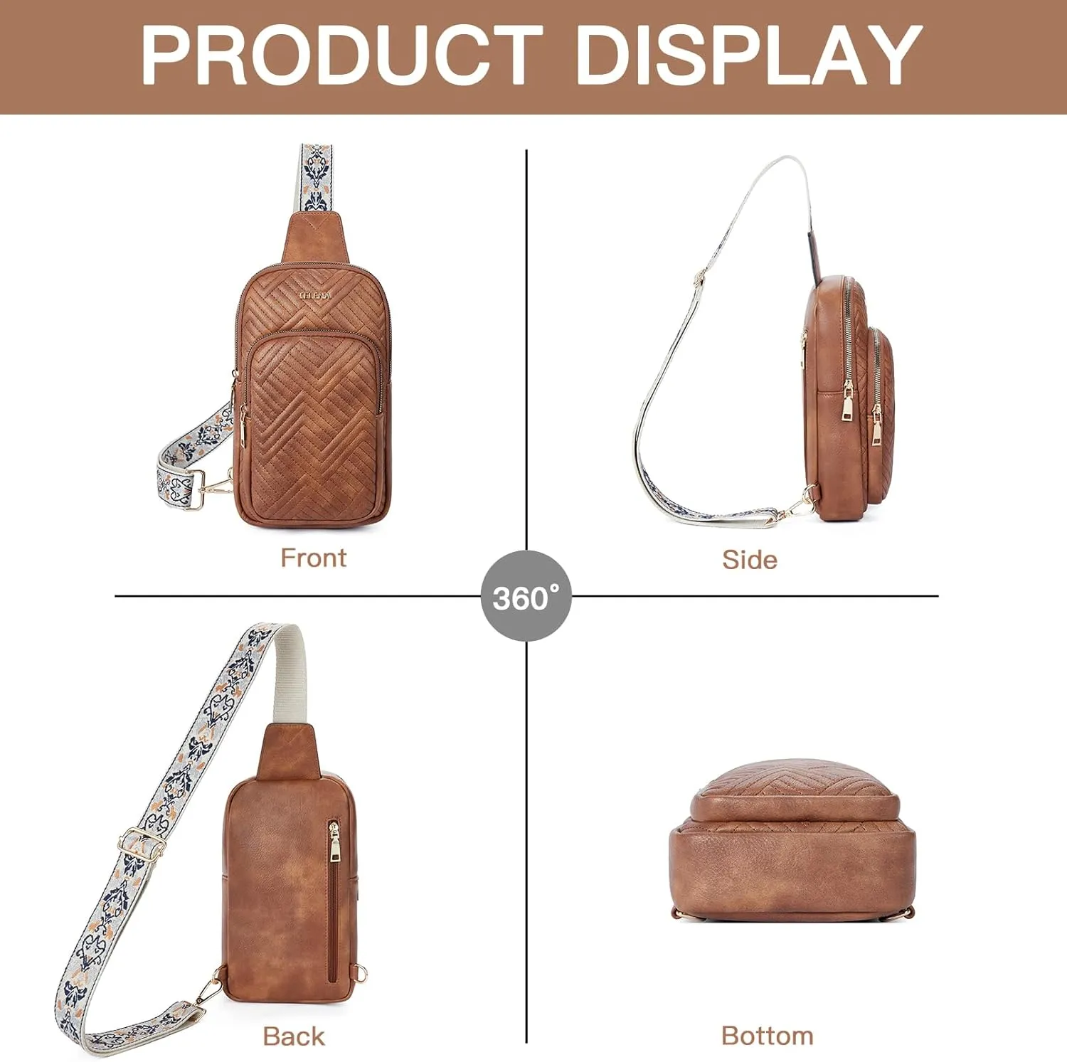 Telena Large Sling Bag Crossbody Bags for Women Fanny Packs Cross Body with Adjustable Strap
