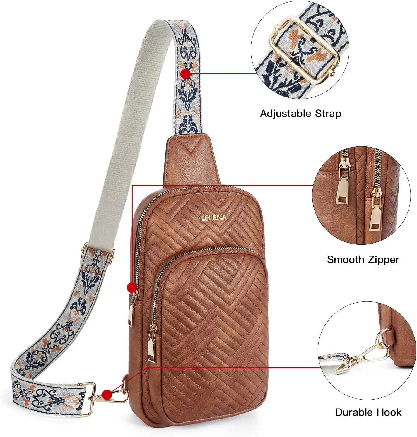 Telena Large Sling Bag Crossbody Bags for Women Fanny Packs Cross Body with Adjustable Strap