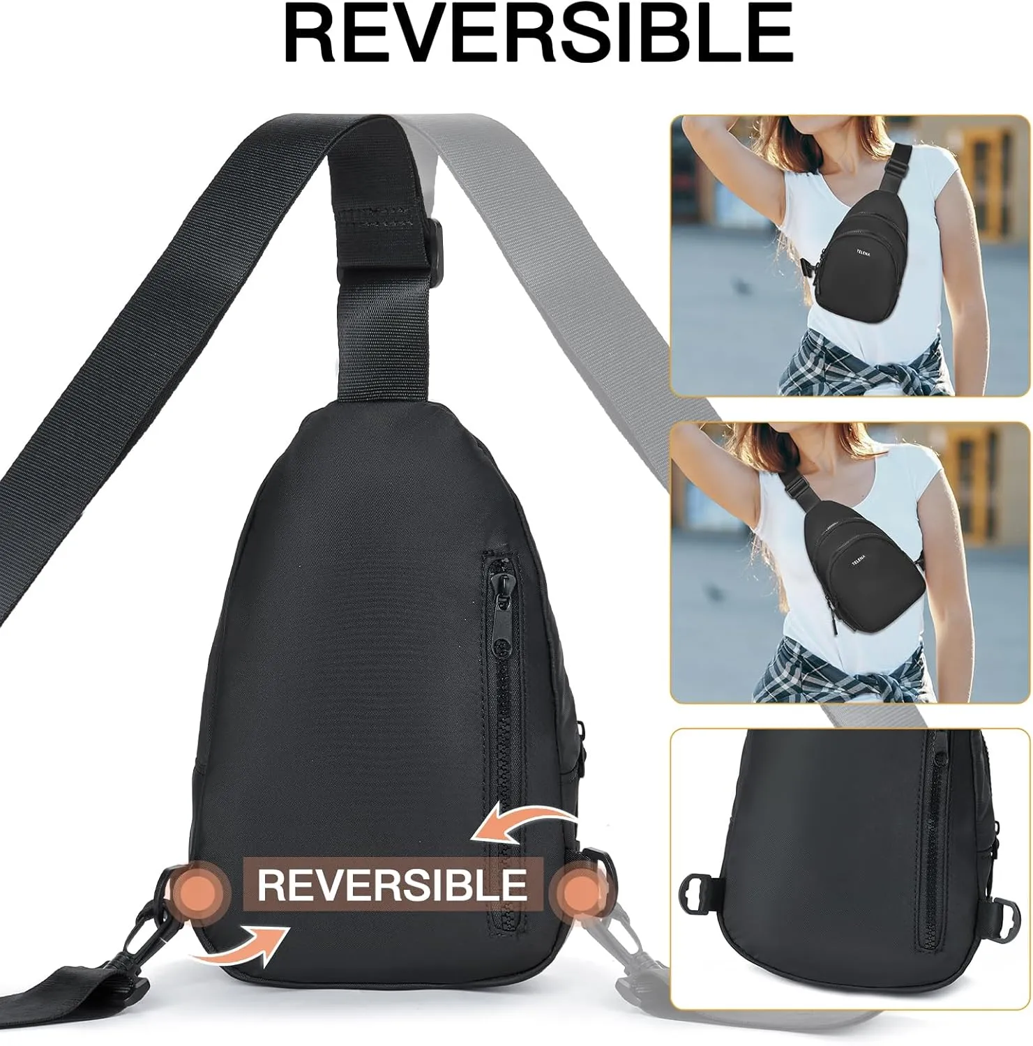 Telena Sling Bag for Women Crossbody Bags Fashion Fanny Pack Cross Body for Travel Hiking Cycling 1-Black