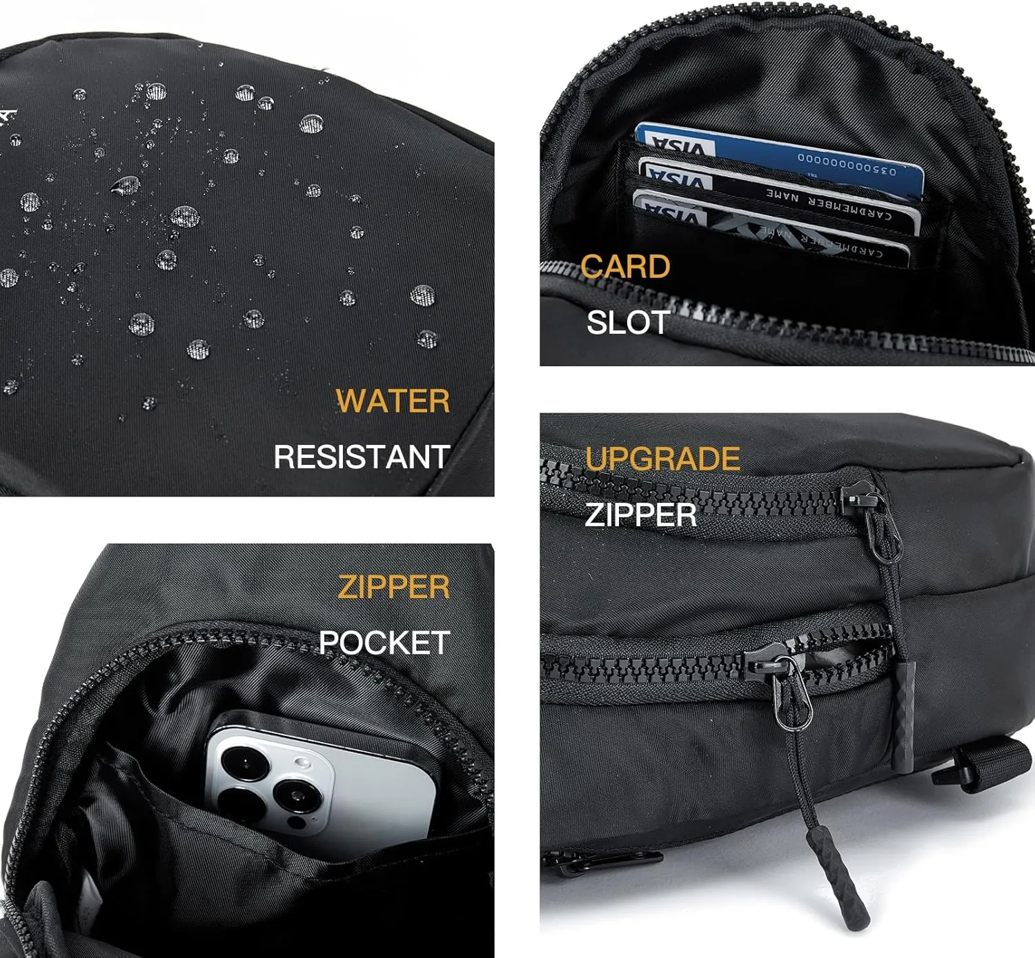 Telena Sling Bag for Women Crossbody Bags Fashion Fanny Pack Cross Body for Travel Hiking Cycling 1-Black