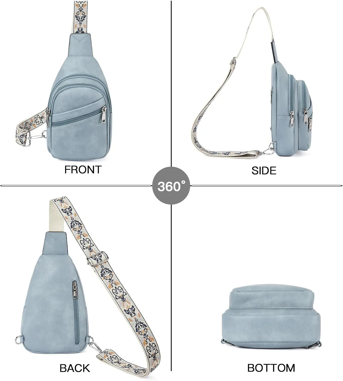 Telena Sling Bag for Women Crossbody Bags Purse for Women Vegan Leather Fanny Pack with Adjustable Strap