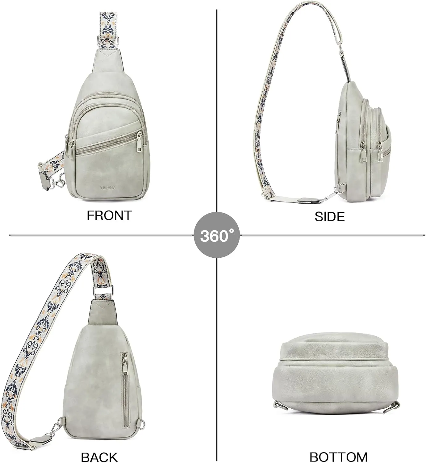 Telena Sling Bag for Women Crossbody Bags Purse for Women Vegan Leather Fanny Pack with Adjustable Strap