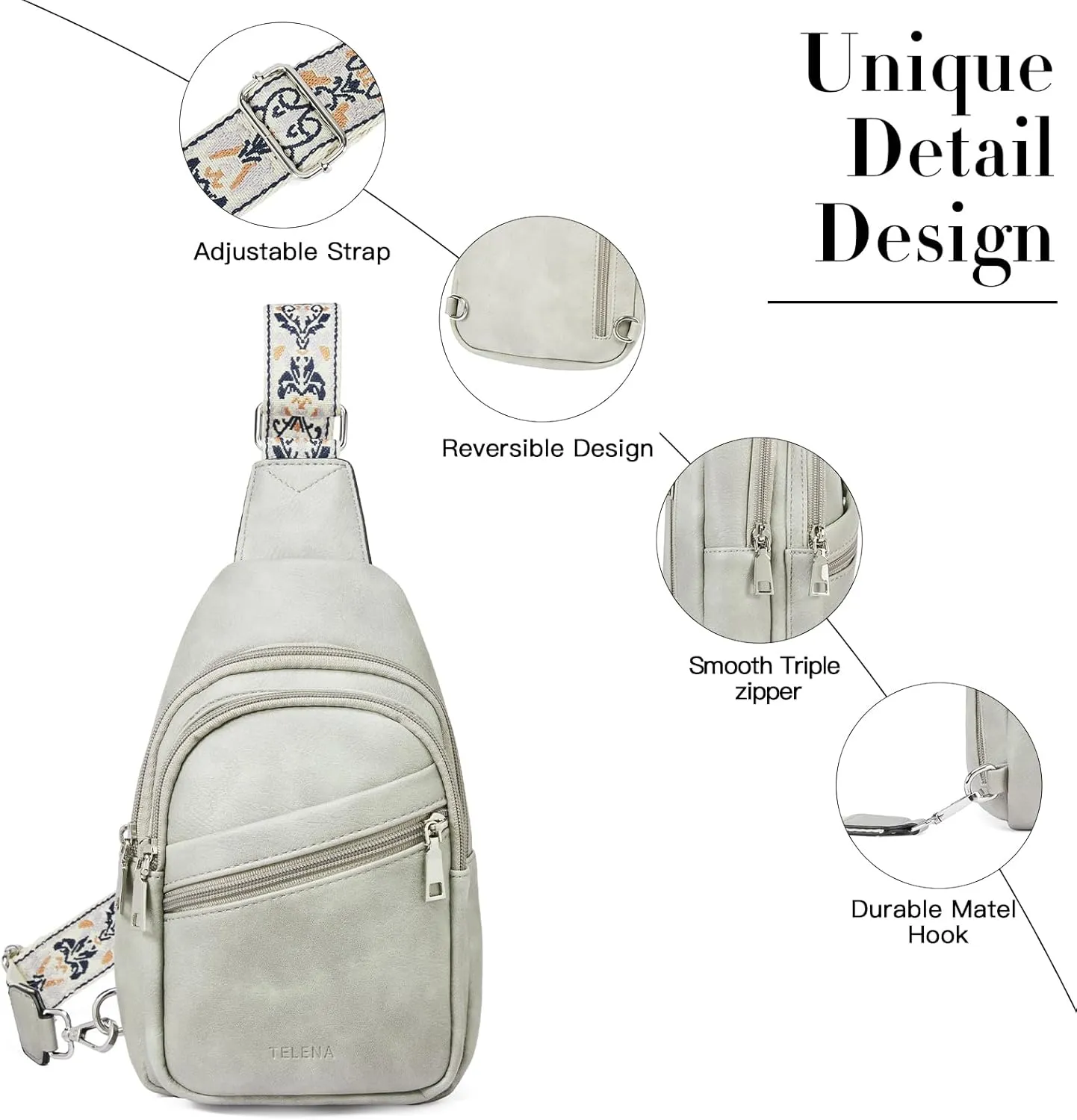 Telena Sling Bag for Women Crossbody Bags Purse for Women Vegan Leather Fanny Pack with Adjustable Strap