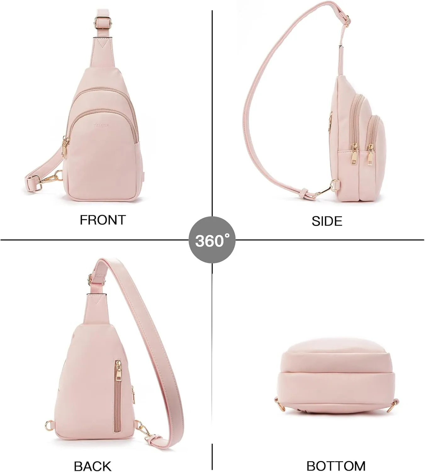 Telena Small Sling Bag for Women Leather Crossbody Fanny Packs Chest Bag for Women