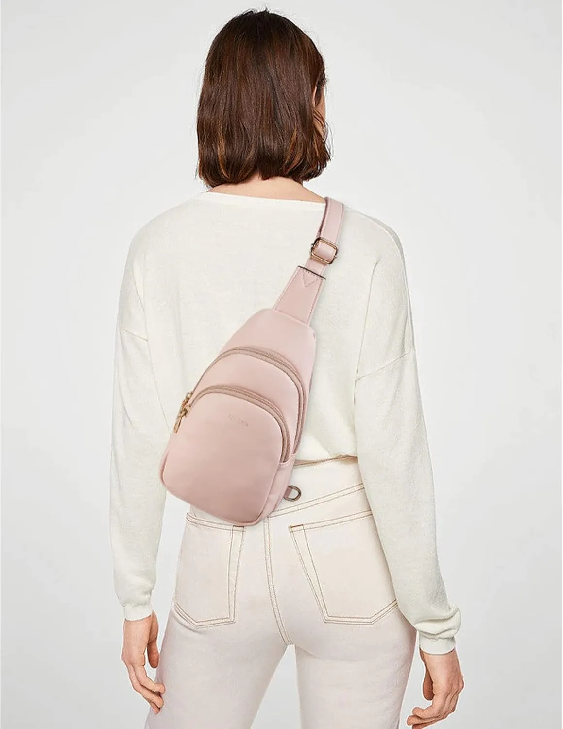Telena Small Sling Bag for Women Leather Crossbody Fanny Packs Chest Bag for Women