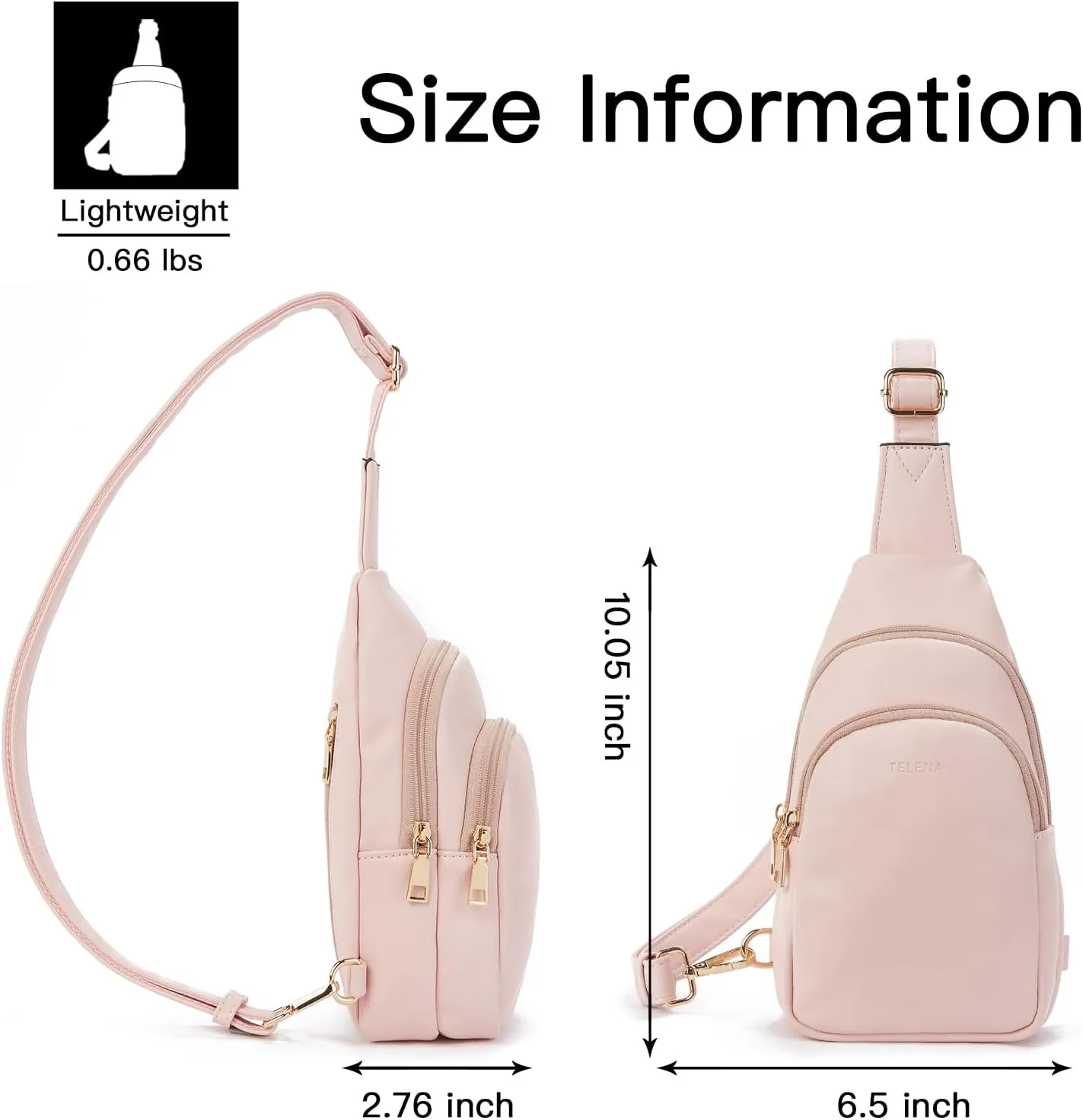 Telena Small Sling Bag for Women Leather Crossbody Fanny Packs Chest Bag for Women