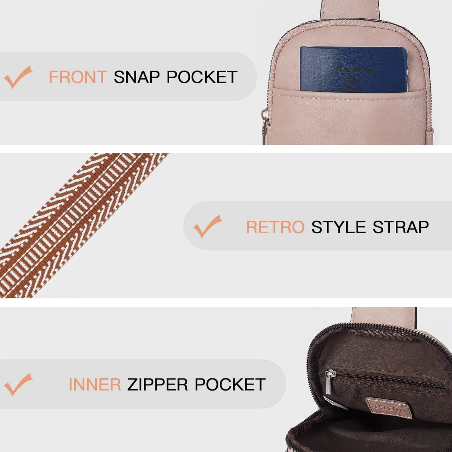 Telena Small Sling Bag for Women Vegan Leather Fashionable Fanny Pack Crossbody Bags for Women for Travel