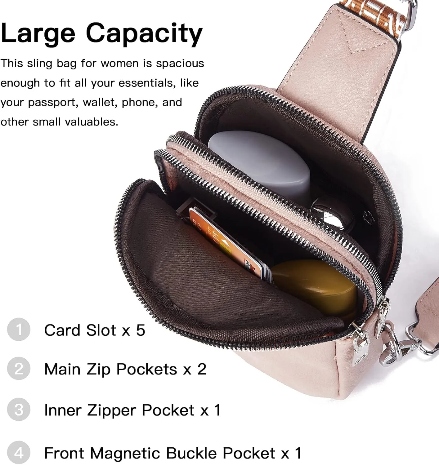 Telena Small Sling Bag for Women Vegan Leather Fashionable Fanny Pack Crossbody Bags for Women for Travel