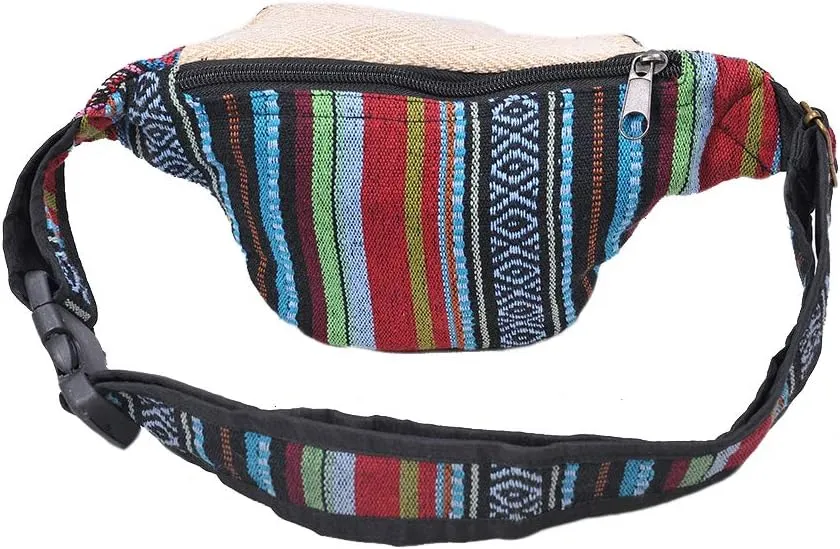 The Collection Royal Handmade Festival Cotton Polyester Waistpack Boho Hippie Waist Bag Hip Bum Running Belt Fanny Pack Travel Utility Belt (Multicolored-Om)