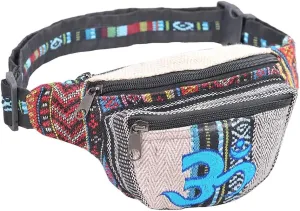 The Collection Royal Handmade Festival Cotton Polyester Waistpack Boho Hippie Waist Bag Hip Bum Running Belt Fanny Pack Travel Utility Belt (Multicolored-Om)