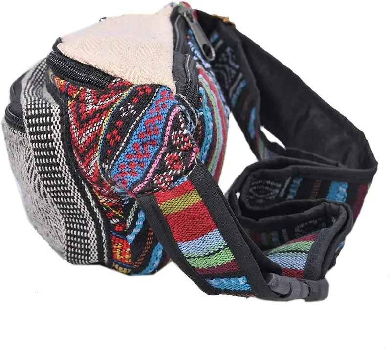 The Collection Royal Handmade Festival Cotton Polyester Waistpack Boho Hippie Waist Bag Hip Bum Running Belt Fanny Pack Travel Utility Belt (Multicolored-Om)