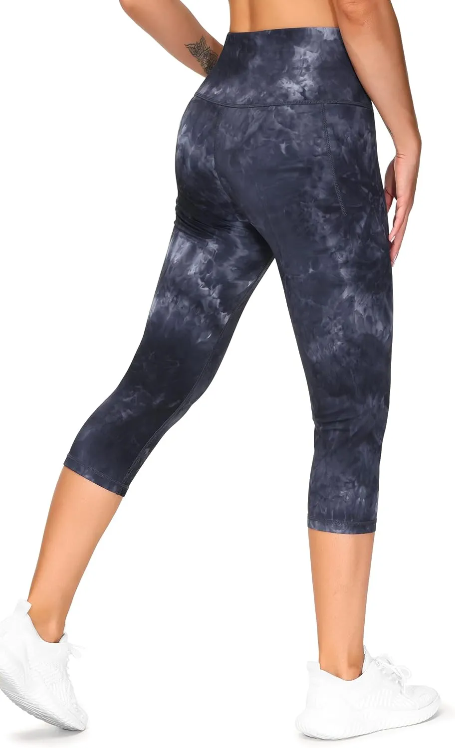 THE GYM PEOPLE Tummy Control Workout Capris Leggings with Pockets High Waist Athletic Yoga Pants for Women Running Hiking
