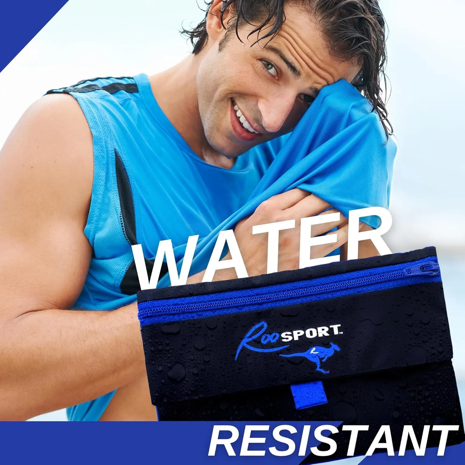 The RooSport Magnetic Running Pouch - Magnetic Pocket to Hold Cell Phone, Wallet, Earphones - Securely Carry Essentials While Running - Magnetic Closure for Convenience
