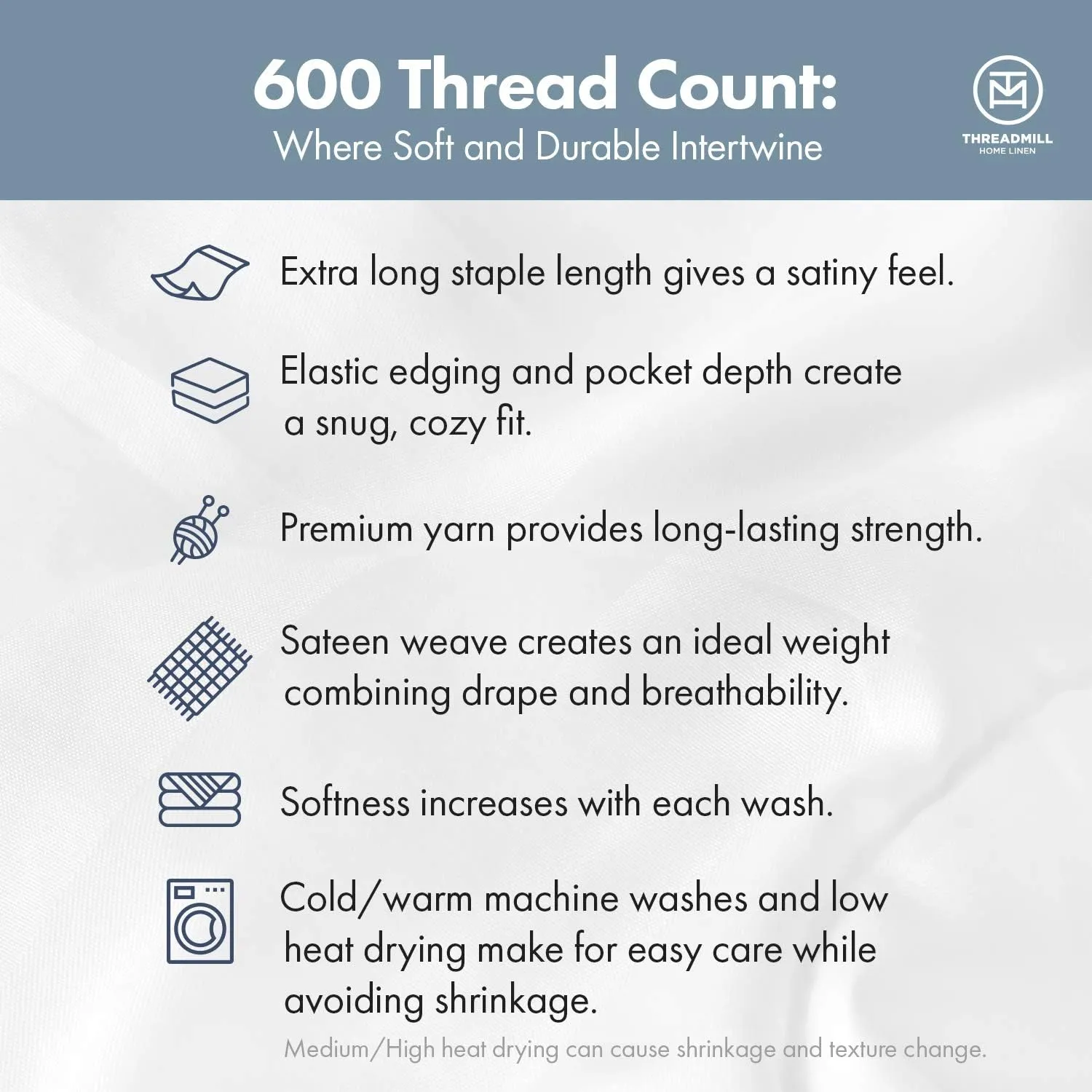 Threadmill Home Linen Luxury King Size Pillow Cases - 100% Natural Cotton 600 Thread Count, 2 Piece Damask Light Grey Pillow Cover Set, Breathable ELS Combed Cotton Striped Pillow Protectors