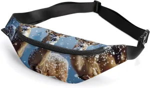 Three Deers Winter Day Cute Fanny Pack Crossbody Lightweight Waist Bag for Men Women Outdoors Sports Hiking
