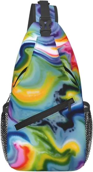 Tie Dye print Sling Bag Sport Hiking Daypack Crossbody Shoulder Backpack Chest Bag Men Women