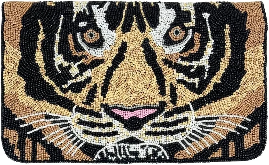 To the Edge Tiger Beaded Clutch