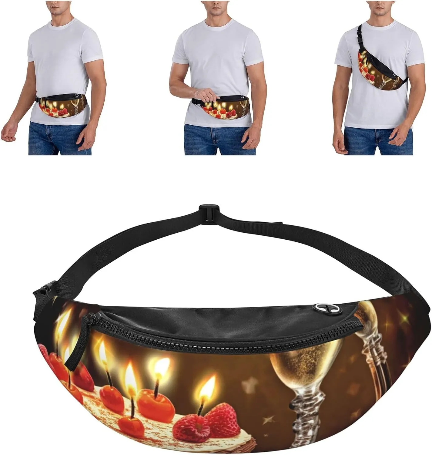 Toast to your birthday Fanny Pack for Man Women Waist Bag Adjustable Belt Casual Chest Bag Bum Bags for Travel Sports Running Hiking Waist Packs