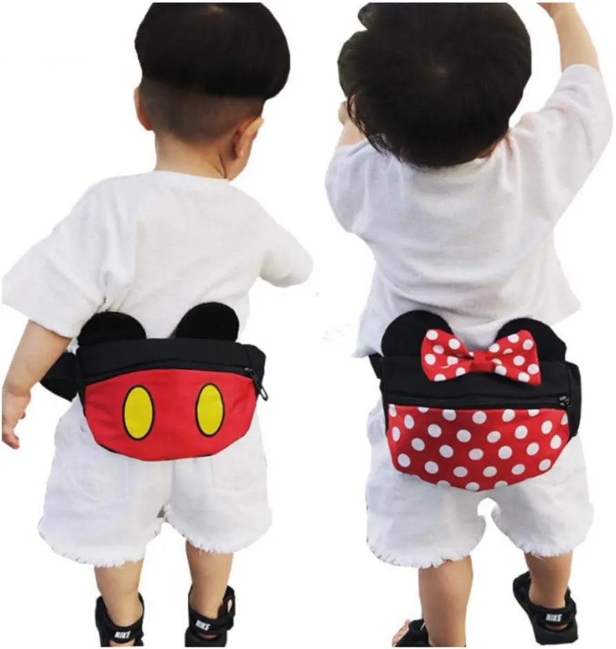 Toddlers Boys Girls Cartoon Fanny Pack Waist Pack Cute Canvas Crossbody Purse Handbag with Mouse Ears
