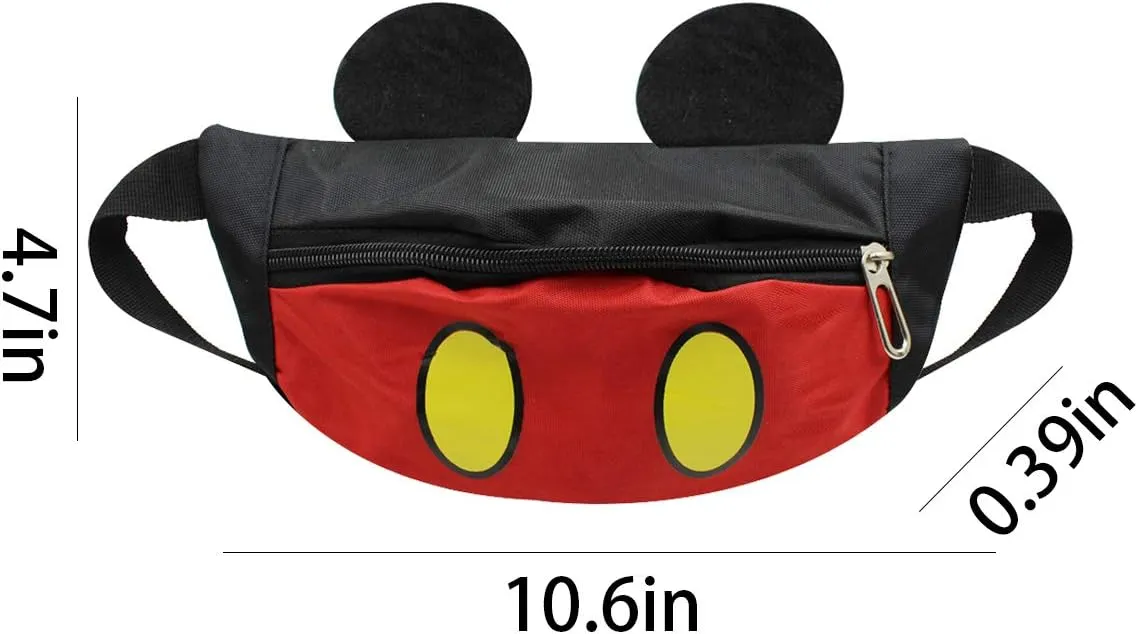 Toddlers Boys Girls Cartoon Fanny Pack Waist Pack Cute Canvas Crossbody Purse Handbag with Mouse Ears