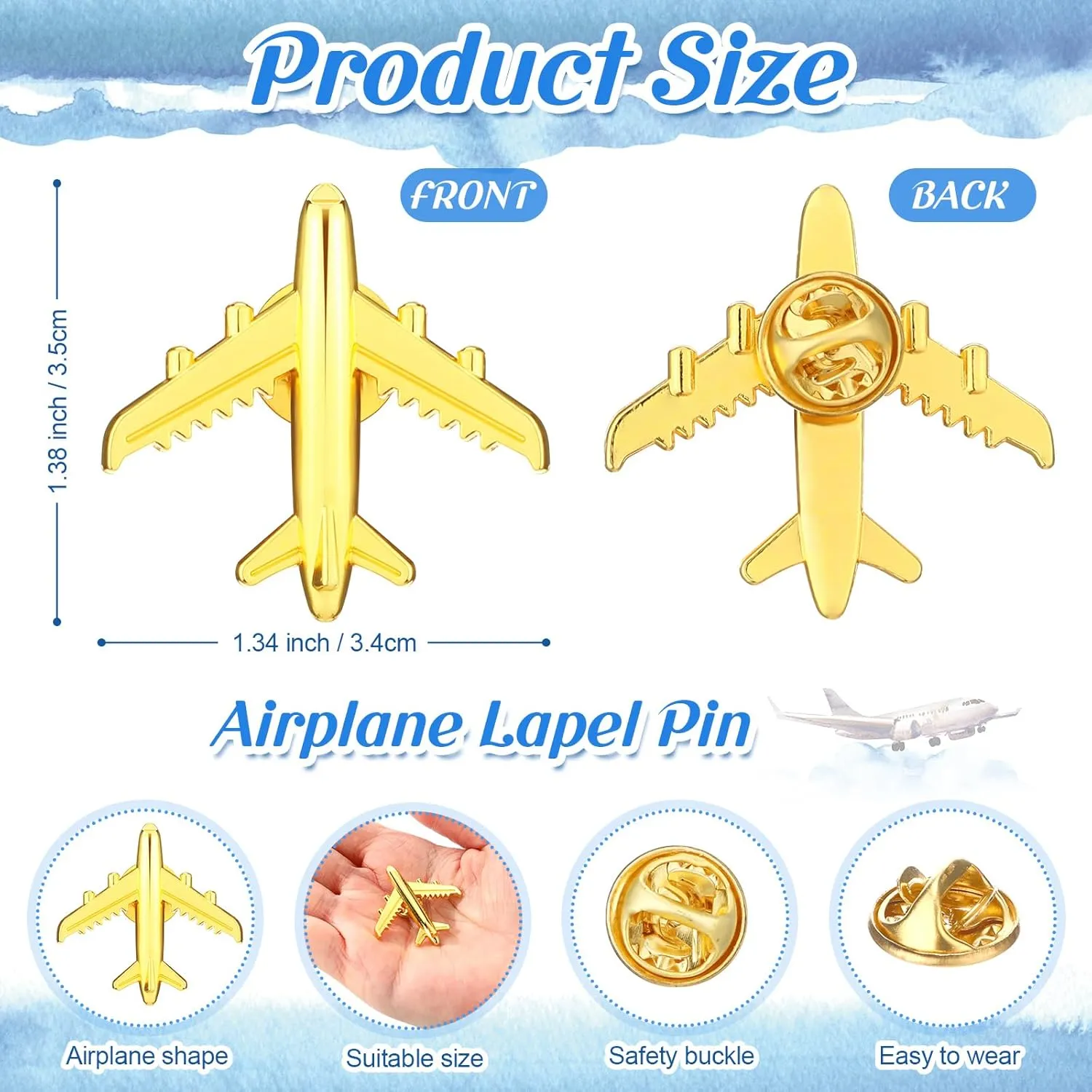 Tondiamo Flight Attendant Appreciation Gifts Bulk Airplane Lapel Pins with Thank You Cards for Travel Adventure Accessories Suitcase Party Favors