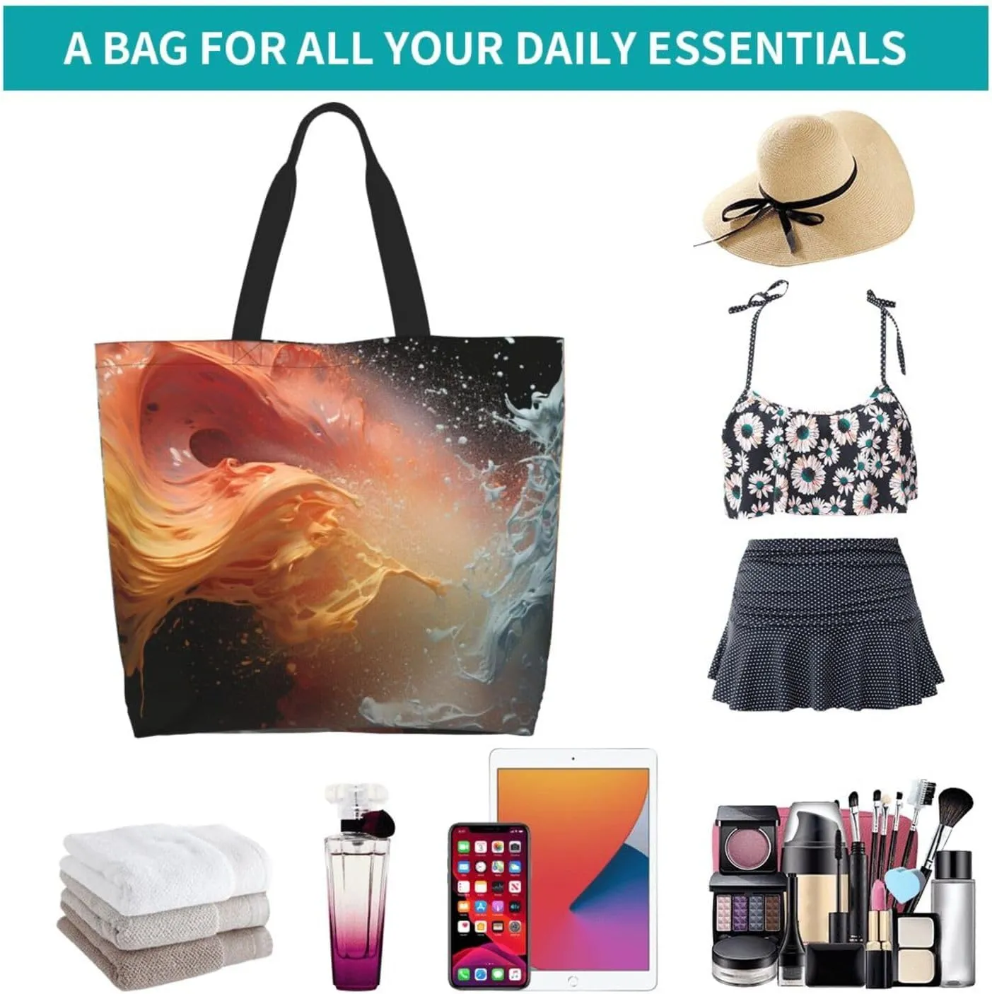 Tote Bag for Women Reusable Grocery Bag Shopping Bag Love Fabric Tote Bags Handbag Foldable Shoulder Bag