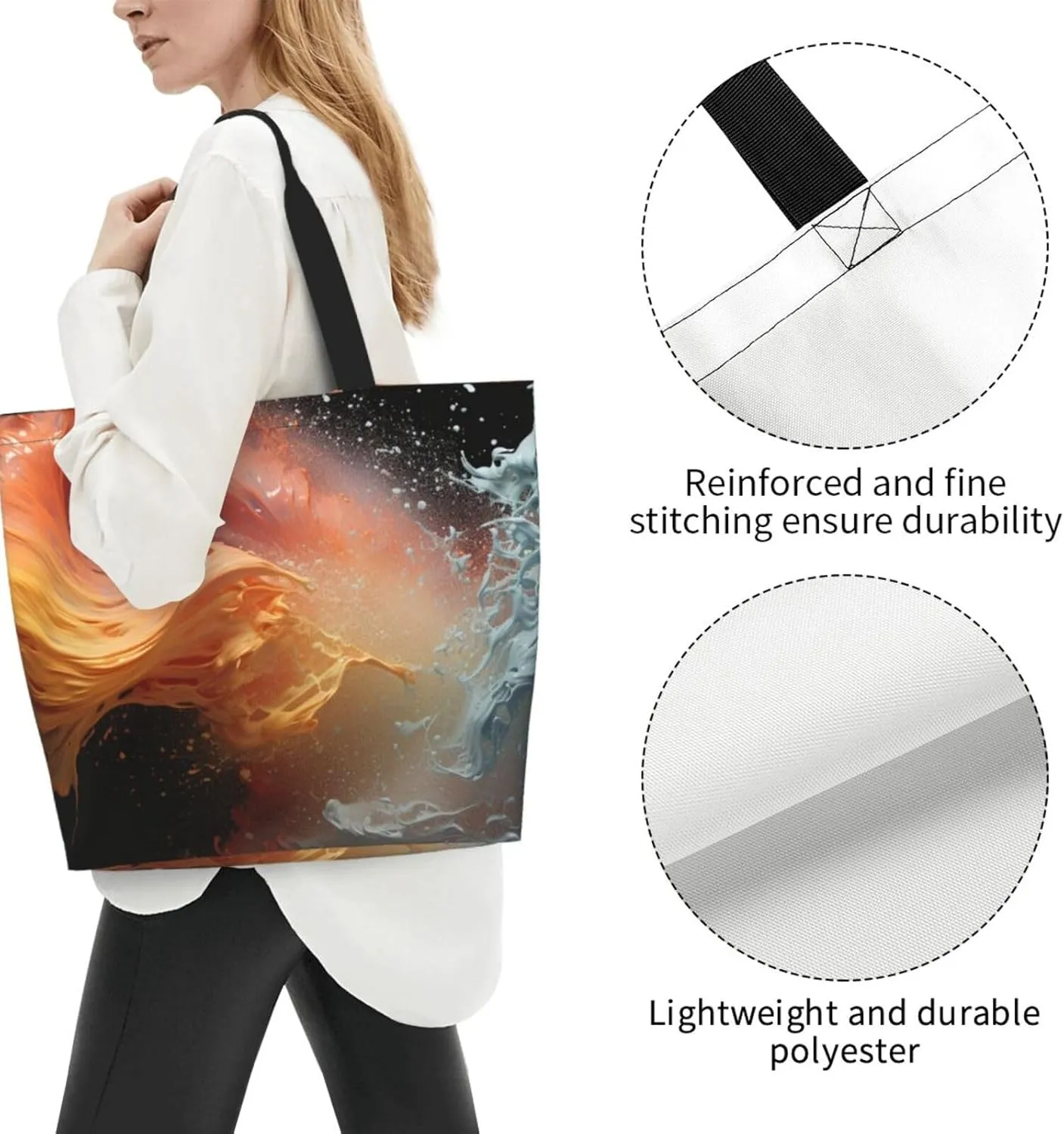 Tote Bag for Women Reusable Grocery Bag Shopping Bag Love Fabric Tote Bags Handbag Foldable Shoulder Bag