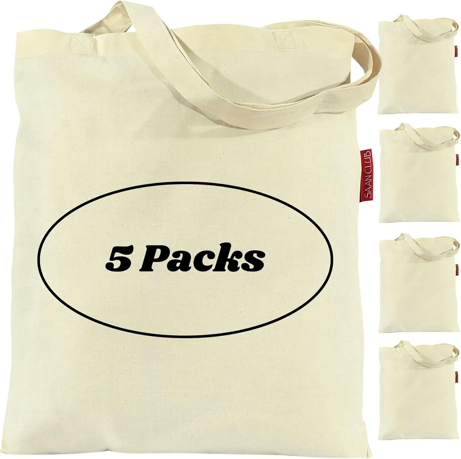 Tote Bags Bulk - 5 | 10 | 15 | 20 | 25 Canvas Tote Bags, Plain Lightweight Washable Foldable Canvas Grocery Bags