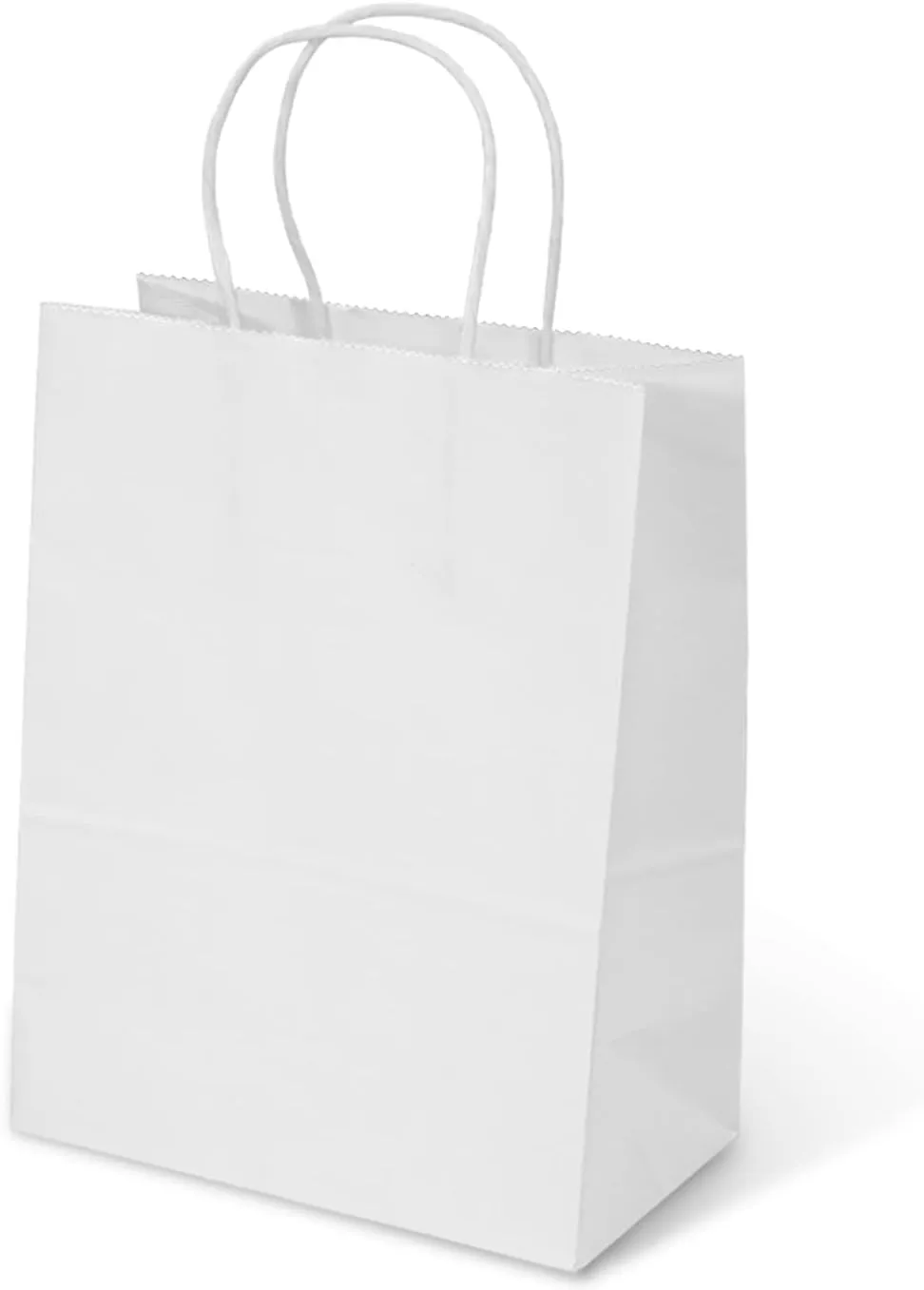 TOWRAP White Gift Bags - 50 Pcs, 8 x 4.25 x 10.5 Inch Paper Bags with Handles for Shopping, Parties, Retail, Merchandise, Favorites