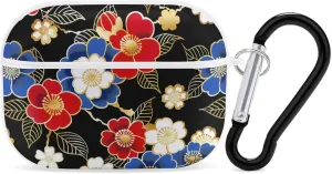 Traditional Japanese Floral Funny Hard Case Compatible with Airpods Pro Earbuds Headset Cover Protective Storage Bag for Men Women