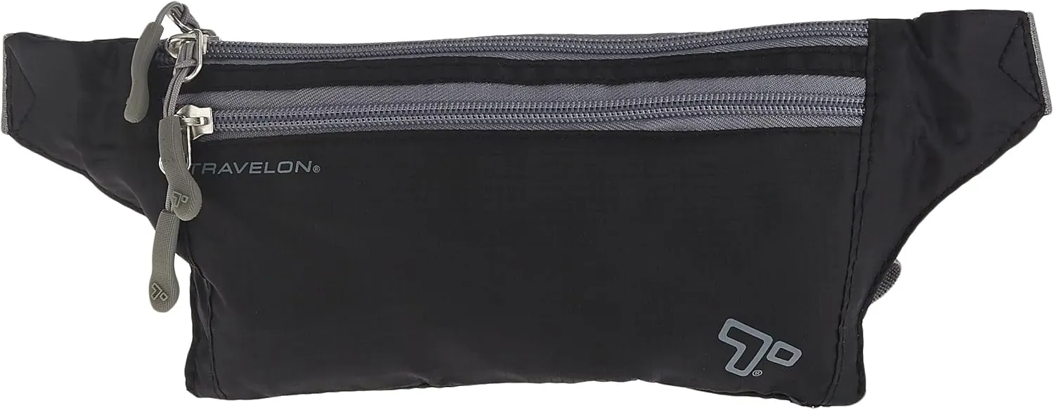 Travelon Double Zip Waist-Pack, Black, One Size