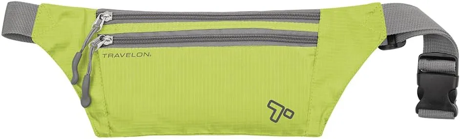Travelon Double Zip Waist-Pack, Lime, One Size
