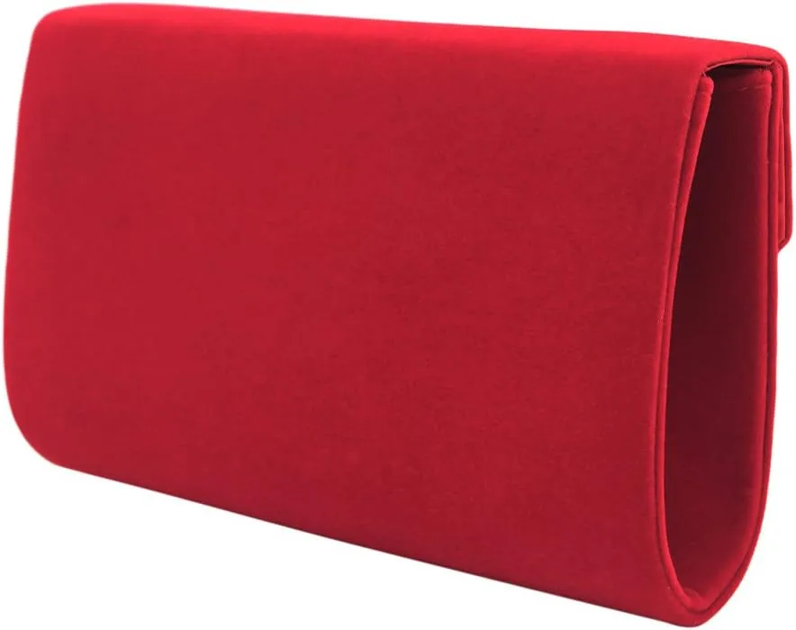 TrendsBlue Elegant Solid Color Velvet Clutch Evening Bag Handbag - Diff Colors