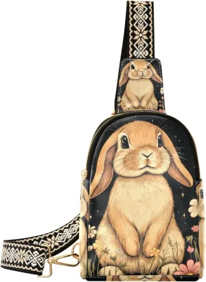 trendy Cartoon Cute Funny Lop-eared Rabbit crossbody bag men waterproof over shoulder bag for hiking