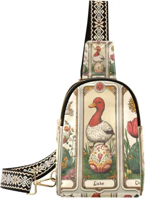 trendy Easter Duck Tarot Cards Victorian Patterned Egg sling bag men waterproof travel bags for women for day pack