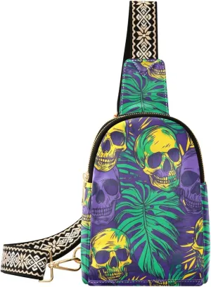 trendy Rainforest Skull Retro shoulder fanny pack leather crossbody fanny packs for for travel