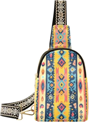 trendy Stunning Bohemian Pattern Rainbow Colors crossbody fanny pack sturdy for women leather crossbody for travel