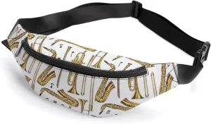 Trombone Music Instruments Crossbody Fanny Pack Waist Packs Adjustable Shoulder Bags Sling Bag for Hiking Running Cycling