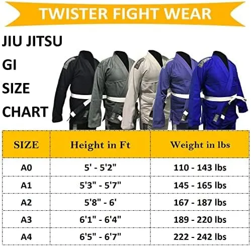 TWISTER Challenge BJJ Gi Brazilian Jiu Jitsu Gi Preshrunk Pearl Weave 475gram 100% Cotton Fabric