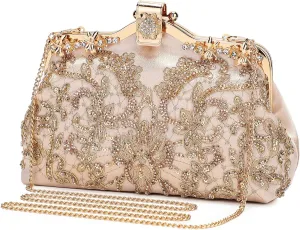 UBORSE 1920s Vintage Clutch Purse Beaded Evening Bag for Women Formal Bridal Sequin Handbag Clutch for Wedding/Prom/Cocktail