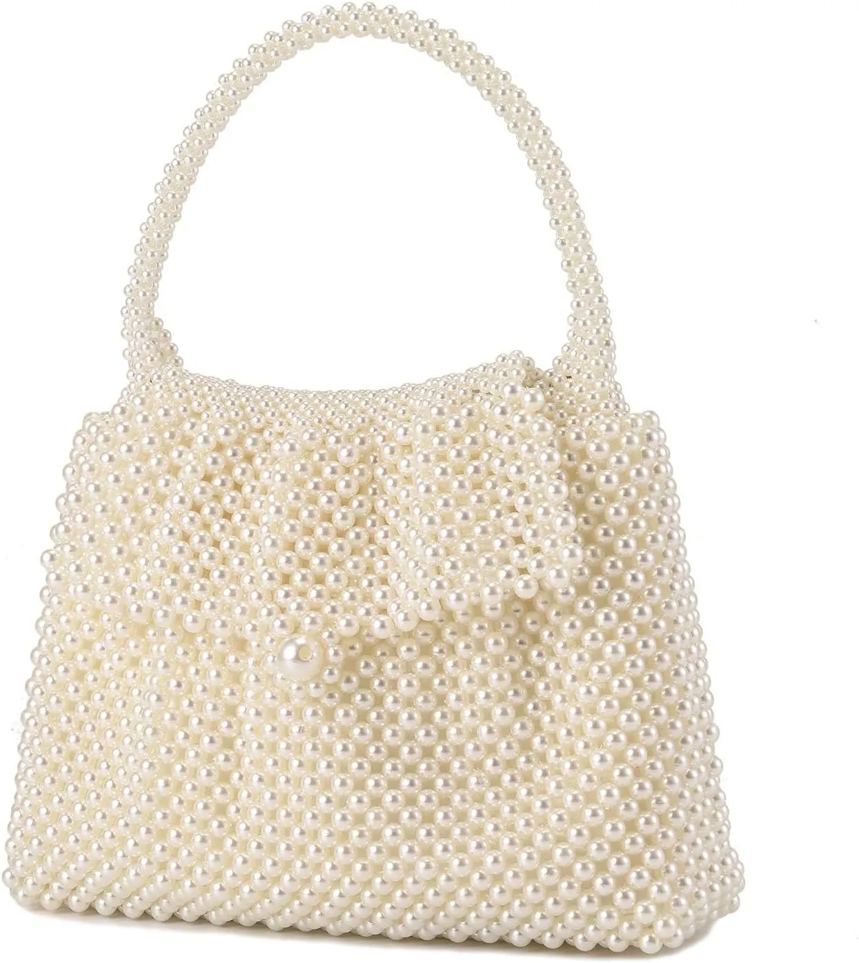 UBORSE Women Pearl Clutch Bag Noble Crystal Beaded Evening Bag Wedding Clutch with Pearl Chain