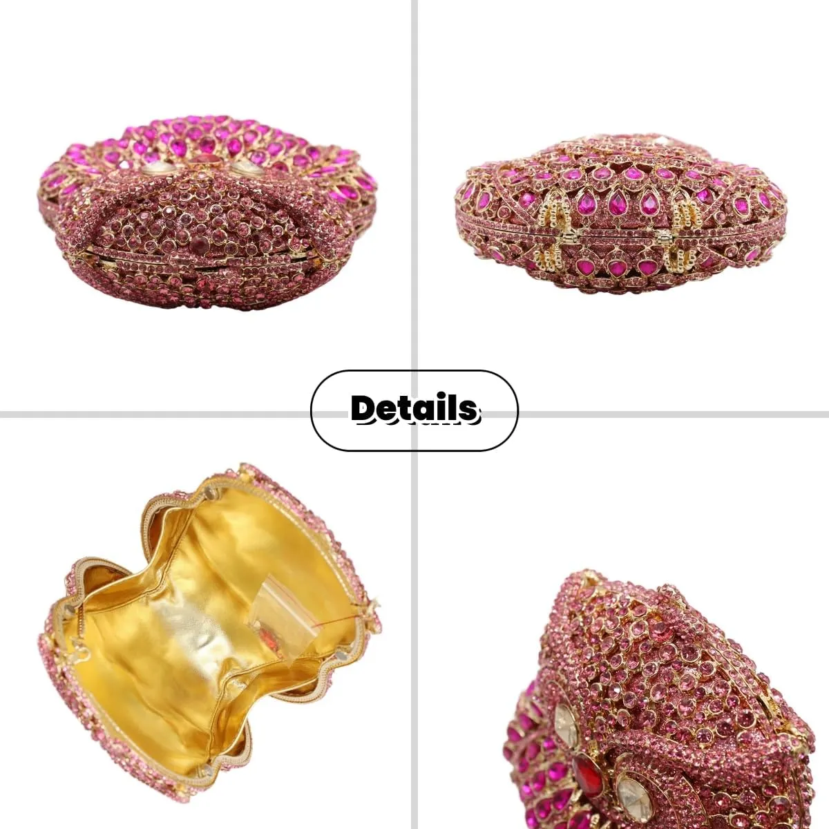 UMREN Cute Owl Clutch Women Crystal Evening Bags Luxury Handbag Rhinestone Wedding Party Purse