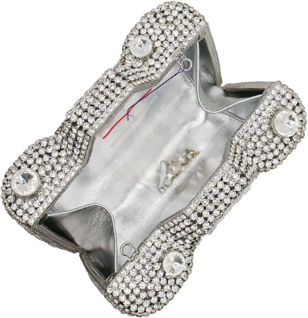 UMREN Novelty Crystal Camera Shaped Clutch Purse for Women Sparkly Rhinestones Evening Clutch Bag Glitter Bridal Prom Handbag