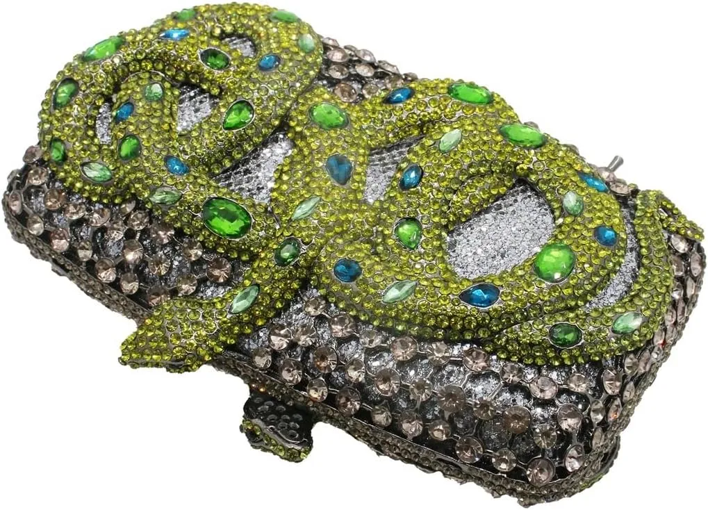 UMREN Sparkly Snake Rhinestones Clutch Women Evening Bag Luxury Crystal Clutch Purse Glitter Handbag for Wedding Party Prom