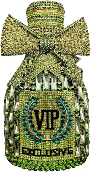 UMREN Women Champagne Bottle Rhinestone Evening Bag Sweet Bow Crystal Purse Clutch Unique Handbag Cocktail Party Shoulder Bag