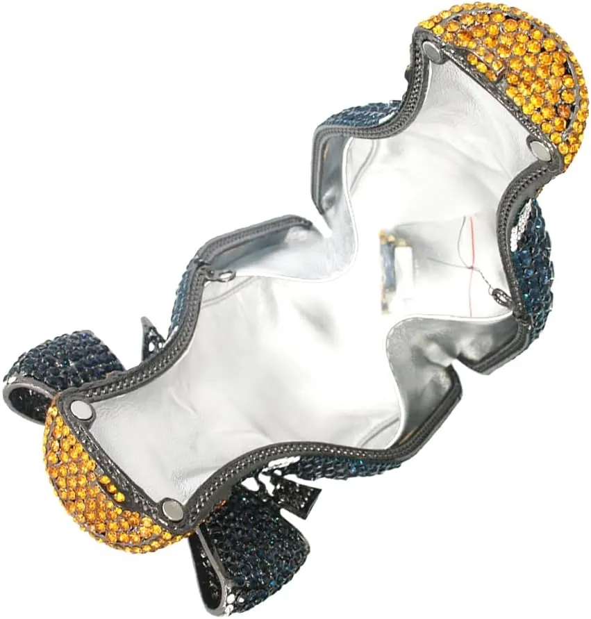 UMREN Women Champagne Bottle Rhinestone Evening Bag Sweet Bow Crystal Purse Clutch Unique Handbag Cocktail Party Shoulder Bag